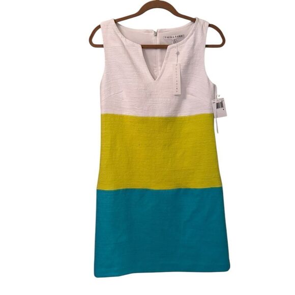 Trina Turk Women's Miss Brady Stretch Cotton Slub Color-Block Dress 6 NWT - Picture 2 of 4